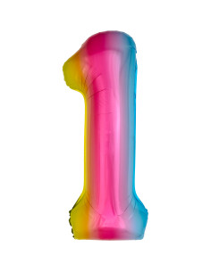 Balon foliowy w kształcie cyfry 1 kolorowy 100cm