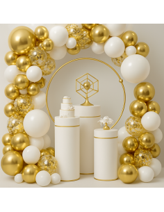 Girlanda Balonowa Złota Biała Zestaw Balonów Łuk XXL Zestaw 102szt