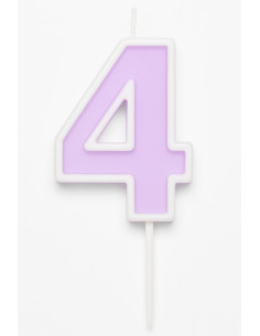 Świeczka urodzinowa cyfra 4 pastelowy fioletowy 4 cm